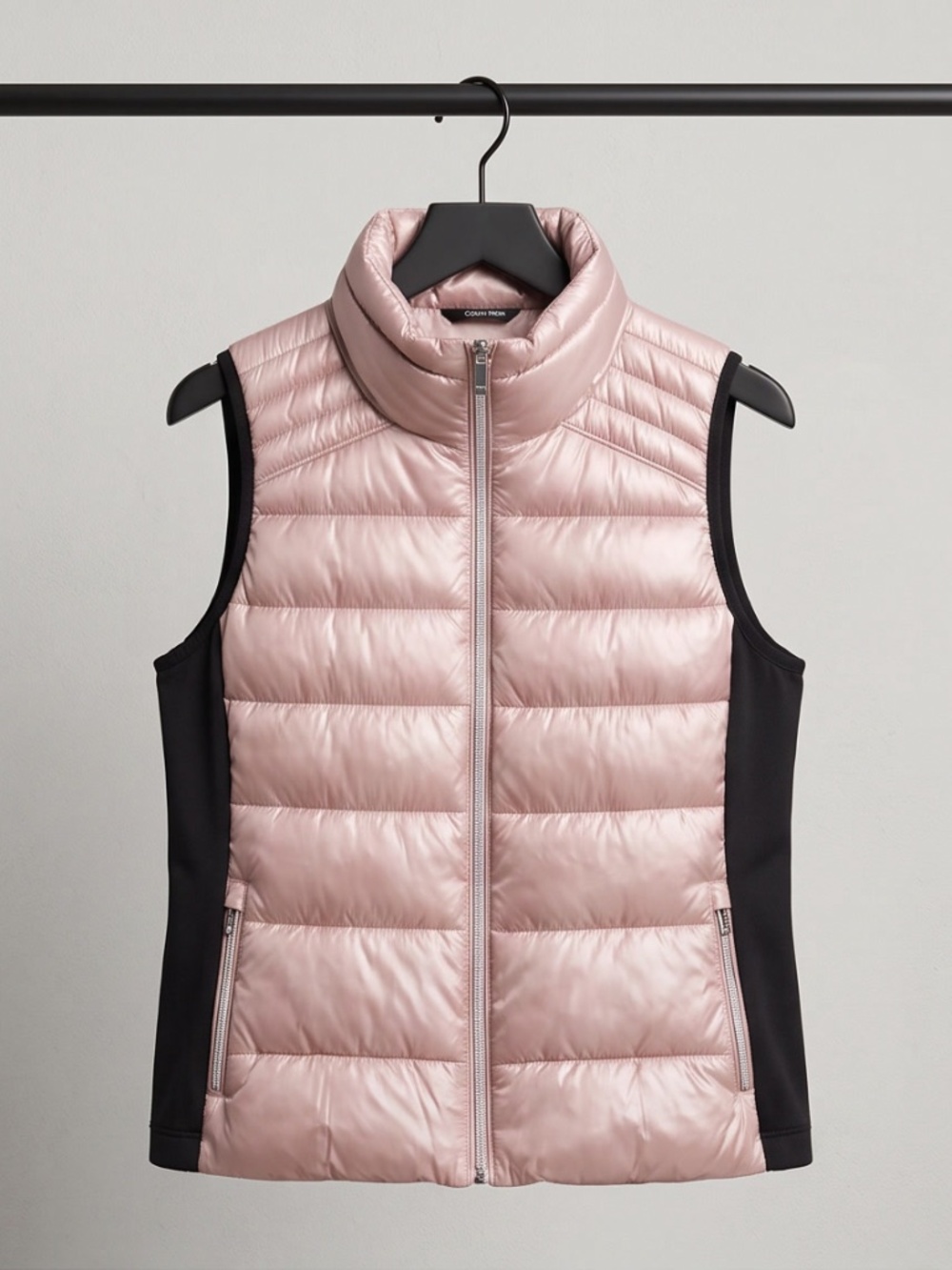 Blush Pink and Black Calvin Klein Puff Vest